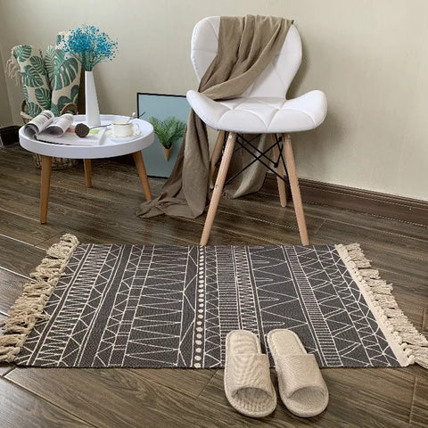 Navak Carpet Nordic Cotton and Linen Carpet Home Living Room Sofa Coffee Table Blanket Bedroom Bedside Floor Mat Door Mat Machine Washable