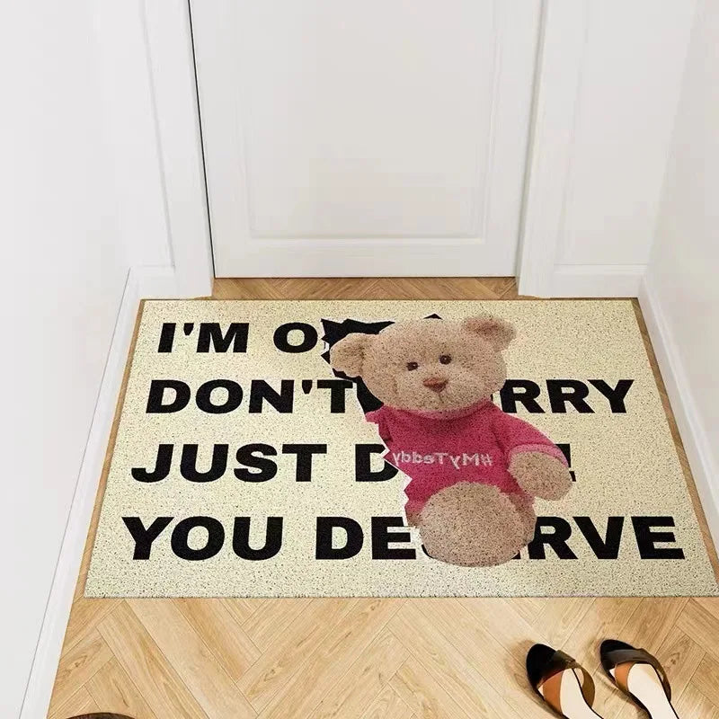 Navak Carpet Cute Bears Welcome Floor Mats Entrance Doormat Anti-slip PVC for Entry Porch Hallway Entryway Home Decor Dust Removal Carpet