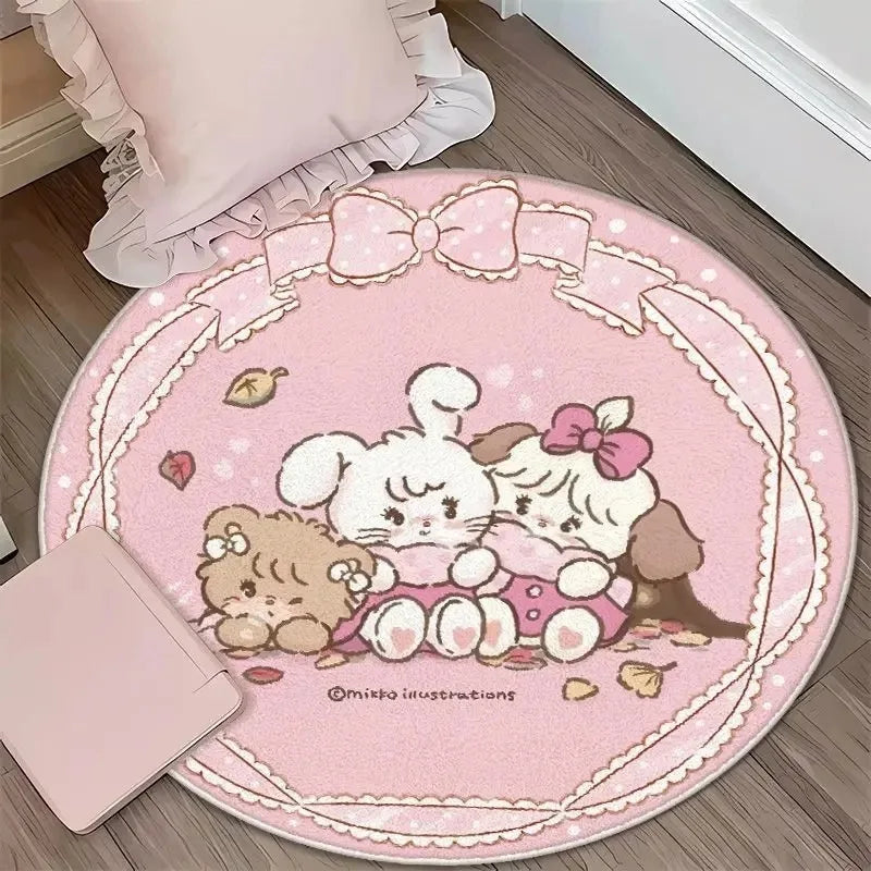 Navak Carpet Daily Picks DISNEY Kawaii Mikko Mousse Circular mat Souffle Cammy Latte cute Bedside Living Room bedroom Carpet Floor Decor Girls Rug