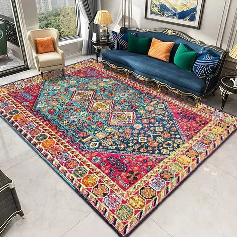 Navak Carpet Persian Retro Carpet Living Room Light Luxury Decoration Bedroom Bedside Large Rugs Lobby Coffee Table Non-Slip Lint-Free Mats