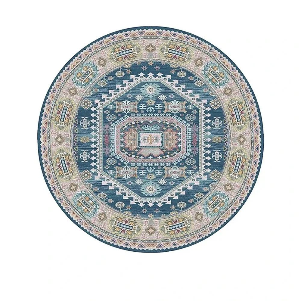Navak Carpet Exclusive Picks Bohemian Retro Round Loop-Pile Carpet - Vintage Circular Area Rug for Coffee Table, Sofa & Bedroom Non-Slip Home Deco