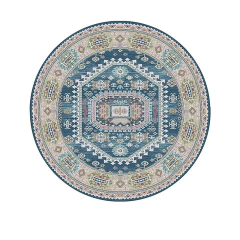 Navak Carpet Exclusive Picks Bohemian Retro Round Loop-Pile Carpet - Vintage Circular Area Rug for Coffee Table, Sofa & Bedroom Non-Slip Home Deco
