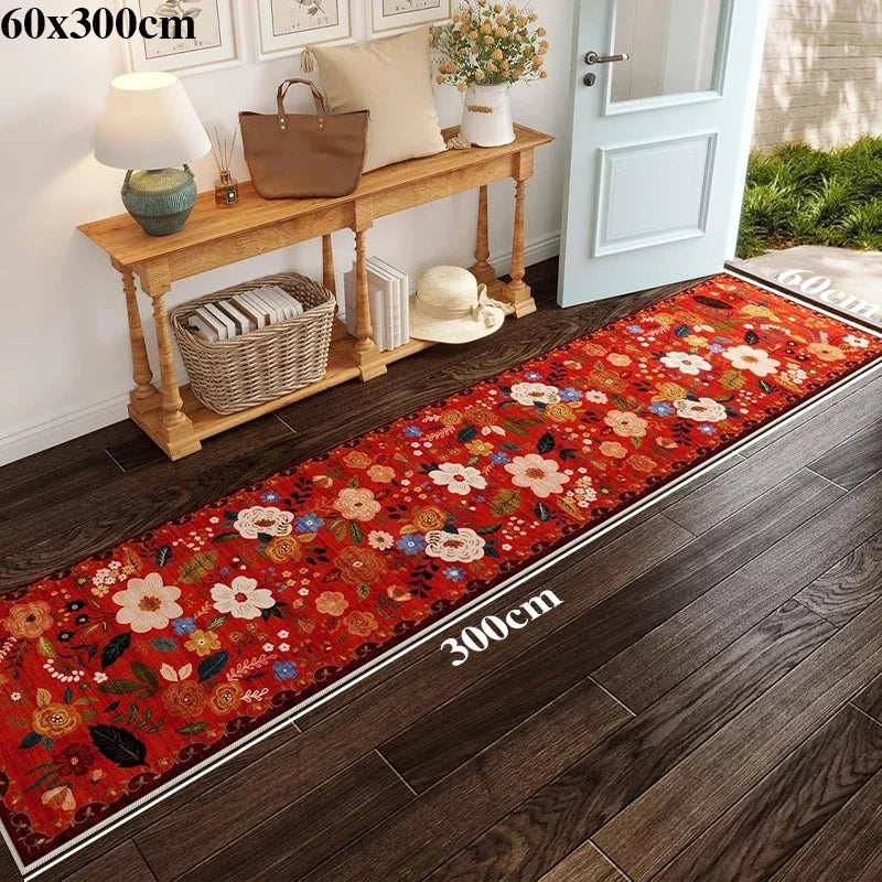 Navak Carpet Hallway Carpet Runway Long Rug Machine Washable Folding Non-slip Floor Mat Spring Flower Home Decoration Rugs for Living Room