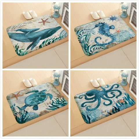 Navak CarpetExclusive Picks Summer Marine Life Carpet Home Decor, Door Floor Mat, Bathroom Anti-slip Mat, Soft, Absorbent, Anti-slip, Dirt-resistant