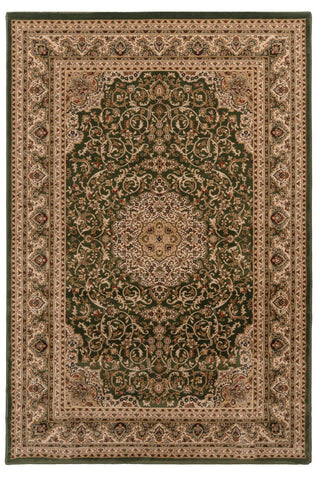 Navak Carpet Dark Green Gold Beige Traditional Bordered Oriental Medallion Classical Home Decor Floral Living Room Bedroom Rug Fireside Mat