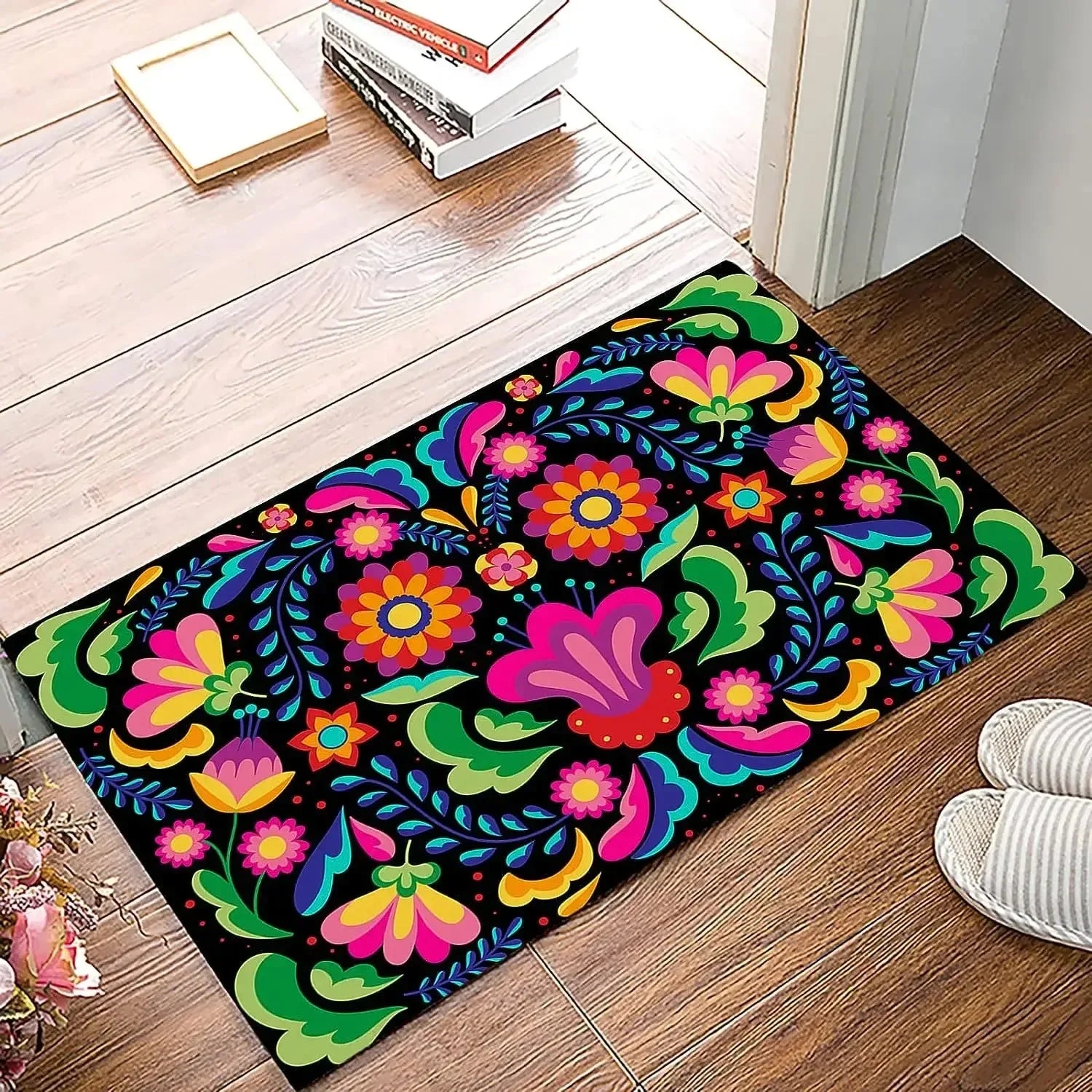 Navak Carpet Mexican Floral Style Kitchen Rugs Welcome Mat Doormat Entrance Door Floor Mat  Anti Slip Door Mat Washroom Floor Mat