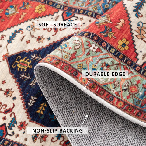 Navak Carpet Exclusive Picks Persian Style Cashmere Wash Back Rug Foldable Machine Washable Bedroom Rug Bedside Rug Hallway Aisle Rug Home Decor