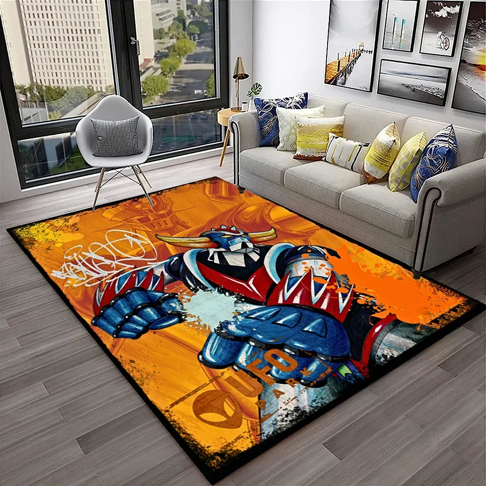 Navak Carpet 3D Cartoon UFO Robot Grendizer Anime Carpet Rug for Home Living Room Bedroom Sofa Doormat Decor,kids Area Rug Non-slip Floor Mat
