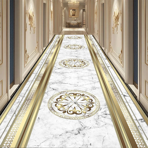 Navak Carpet European Black Luxury Hallway Carpet Long Hall Stairway Corridor Decorations Runner Rug Non-slip Washable Floor Mat Customizable