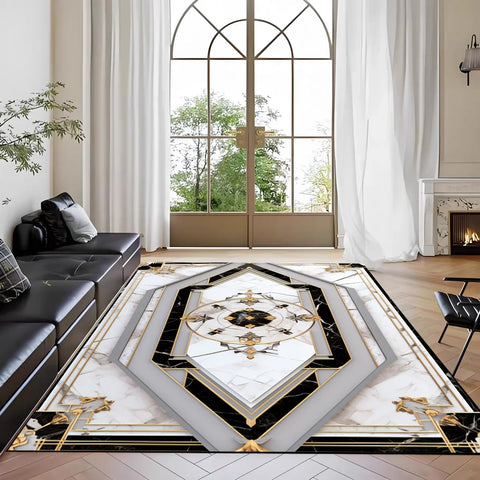 Navak Carpet Nordic Marble Print Area Rug for Living Room in Front of Sofa Non-Slip Modern Floor Mat for Bedroom