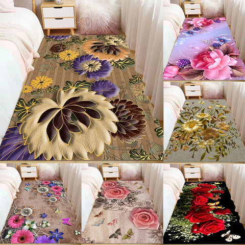 Navak Carpet Ins Style Beautiful Flowers Carpet Living Room Sofa Bedroom Study Kitchen Entrance Door Mat Non-slip Light Luxury Home Decor Rug