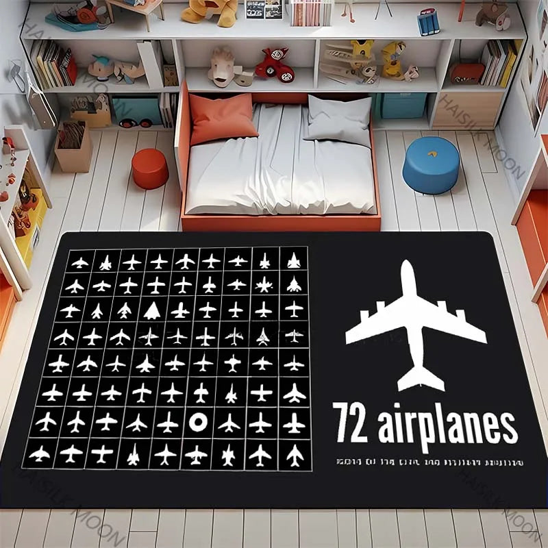 Navak Carpet 3D HD Aviation Theme Airplane Runway Printed Carpet! Anti-slip Sound Insulation, Living Room Bedroom Entrance Door Mat Sofa Rugs