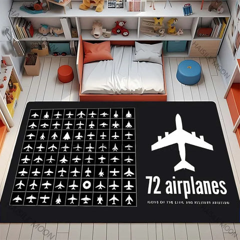Navak Carpet 3D HD Aviation Theme Airplane Runway Printed Carpet! Anti-slip Sound Insulation, Living Room Bedroom Entrance Door Mat Sofa Rugs