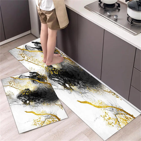 Navak Carpet Marble Pattern Kitchen Floor Mats Non-Slip Doormat for Home Decorative Entrance Rug Modern Simple Style Washable Alfombra Rugs