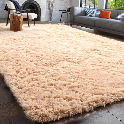 Navak Carpet Soft Shaggy Carpet Living Room Fluffy Children Rugs Large Beige Plush Area Rug for Bedroom Kids Room Nursery Modern Home Decor