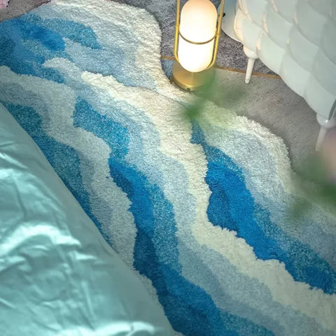Navak Carpet Exclusive Picks Upgraded Material Wave Creative Non-slip Bathroom Carpet Ocean Bedroom Bedside Rug Living Room Kitchen Mat Home Decor