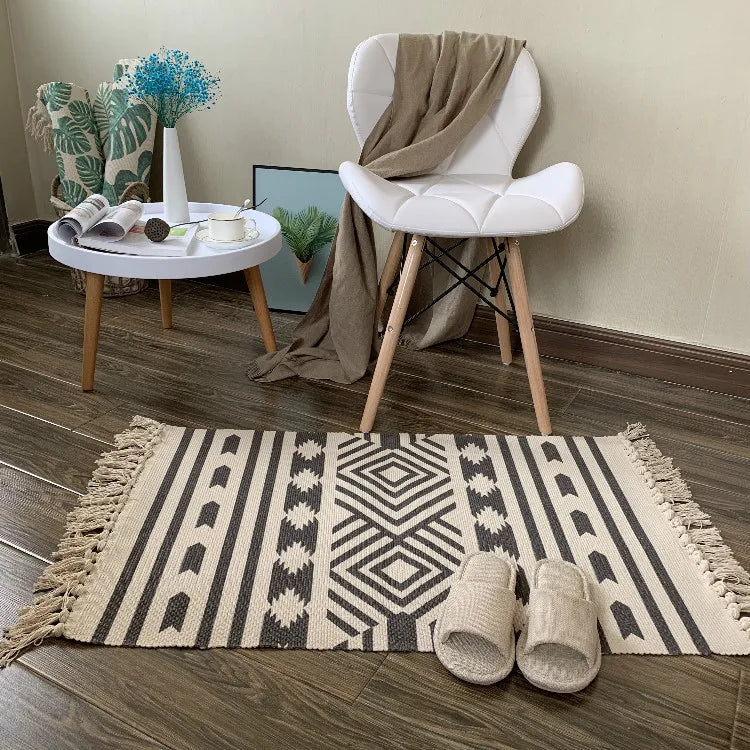 Navak Carpet Nordic Cotton and Linen Carpet Home Living Room Sofa Coffee Table Blanket Bedroom Bedside Floor Mat Door Mat Machine Washable