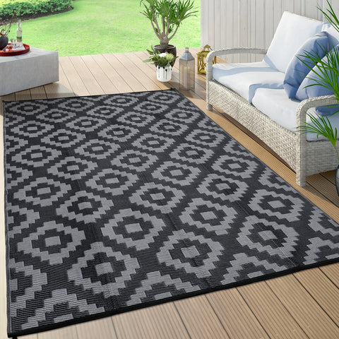 Navak Carpet Outdoor Rug Plastic Straw Rug Modern Geometric Waterproof Rug Reversible Outdoor Floor Mat for Patio Porch Backyard Picnic Campi