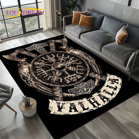 Navak Carpet Odin Viking Symbol Valknut Nordic Valhalla Carpet Rug for Living Room Bedroom Home Sofa Decoration,Area Rug Non-slip Floor Mat
