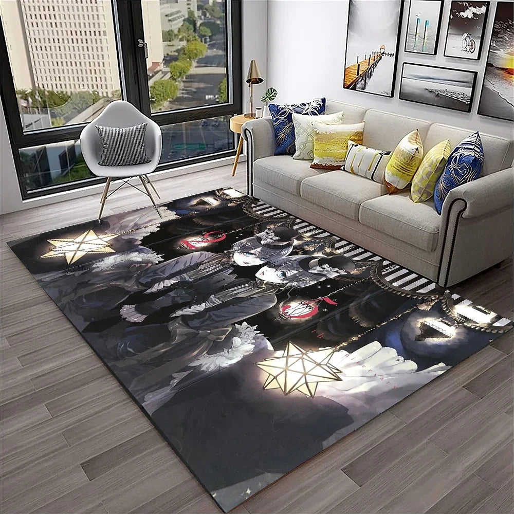 Navak Carpet 3D Anime Black Butler Cartoon Carpet Rug for Home Living Room Bedroom Sofa Doormat Decor,kids play Area Rug Non-slip Floor Mat