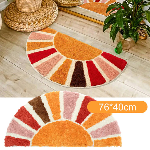 Navak Carpet Floor Door Mat Non-slip Sun Flower Half Circle Door Rug Mat Decorative Funny Half Circle Mat Plush Bathroom Rug Home Decorative