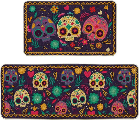 Navak Carpet Mexico Day of The Dead Kitchen Mat Home Entrance Doormat Decor Dia De Los Muertos Hallway Balcony Runners Rugs Halloween Decor