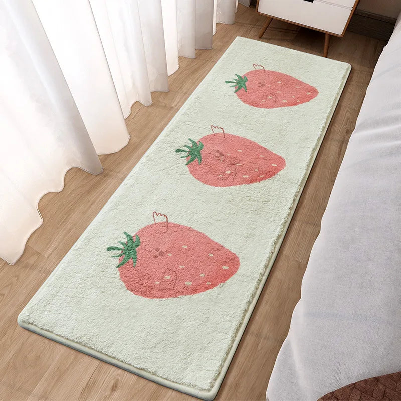Navak Carpet  Cartoon Faux Lamb Wool Bedroom Bedside Rugs Lovely Rabbit Pink Bed Area Carpet Soft No Icy Feet for Girls Children Bed Room Rug