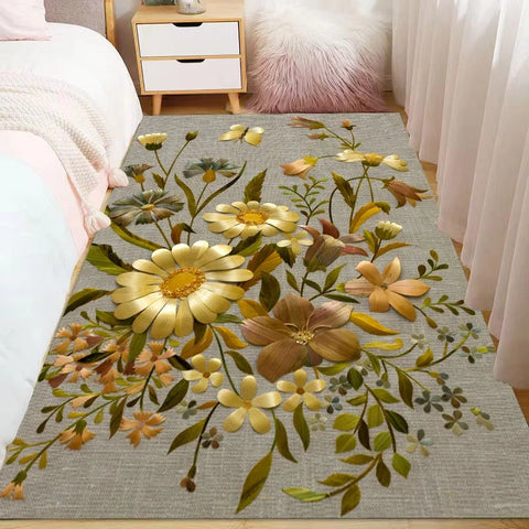Navak Carpet Ins Style Beautiful Flowers Carpet Living Room Sofa Bedroom Study Kitchen Entrance Door Mat Non-slip Light Luxury Home Decor Rug
