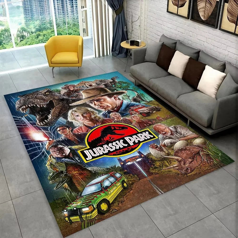 Navak Carpet 3D J-Jurassic Park Dinosaur Carpet Large Area Rug Bedroom Kids’ Playroom Floor Mat Non-Slip Living Room Decor Fun Sofa Accent