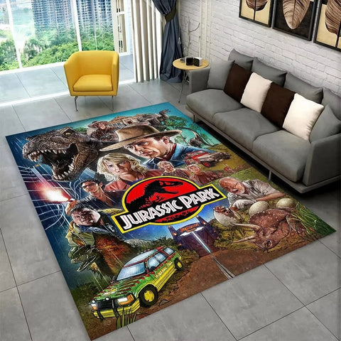Navak Carpet 3D J-Jurassic Park Dinosaur Carpet Large Area Rug Bedroom Kids’ Playroom Floor Mat Non-Slip Living Room Decor Fun Sofa Accent