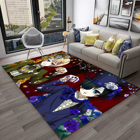 Navak Carpet 3D Anime Black Butler Cartoon Carpet Rug for Home Living Room Bedroom Sofa Doormat Decor,kids play Area Rug Non-slip Floor Mat