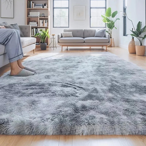Navak Carpet Shaggy Area Gray Rug For Living Room Super Soft Long Pile Bedroom Carpet Non-Slip Children's Home Decor Fluffy Bedside Floor Mat
