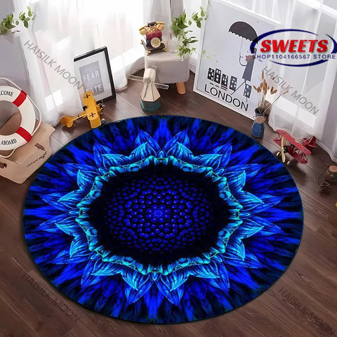 Navak Carpet Luxury Mandala Flower Print Round Carpet Bedroom Living Room Sofa Decorative Mat Top 10 Holiday Gifts for Family and Friends Rug
