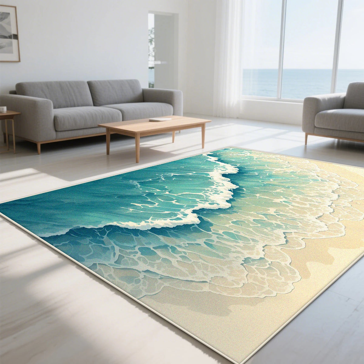 Navak Carpet Modern simple style Ocean theme Carpet living room Fresh feeling Large area rugs blue Lounge Rug romantic 3D Entrance door mat