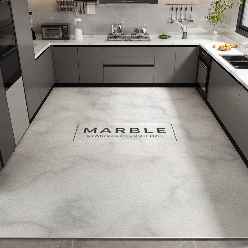 Navak Carpet Kitchen Floor Mat Waterproof Non-slip Oil-resistant Leather Carpet PVC Large Size Imitation Marble Geometric Rug Home Decora Mat