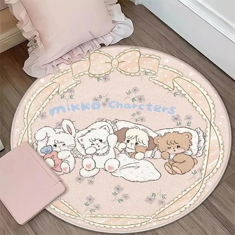 Navak Carpet Daily Picks DISNEY Kawaii Mikko Mousse Circular mat Souffle Cammy Latte cute Bedside Living Room bedroom Carpet Floor Decor Girls Rug