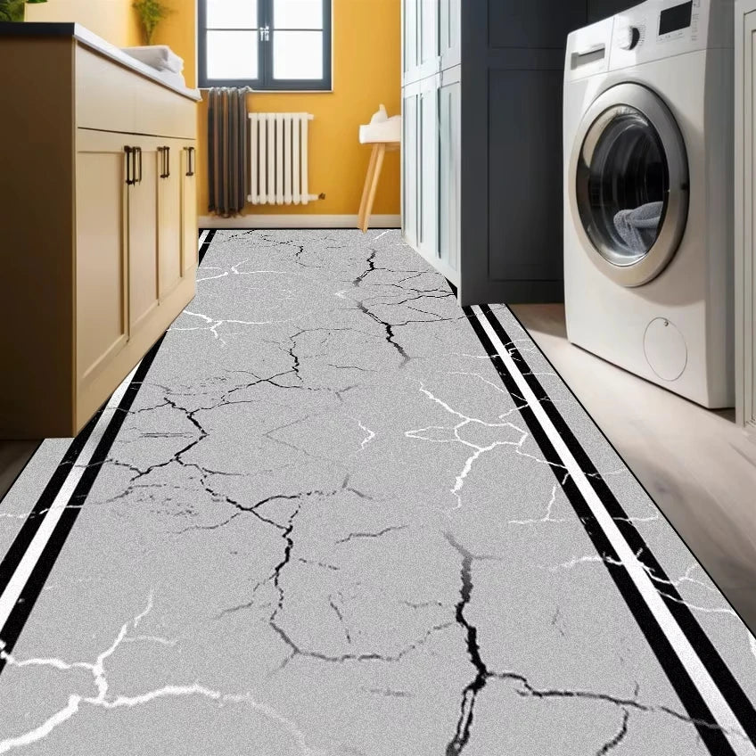 Navak Carpet Modern Geometric Corridor Carpet Kitchen Decor Non-slip Runner Rugs Bathroom Passageway Entrance Door Mat Hotel Lobby Long Rugs