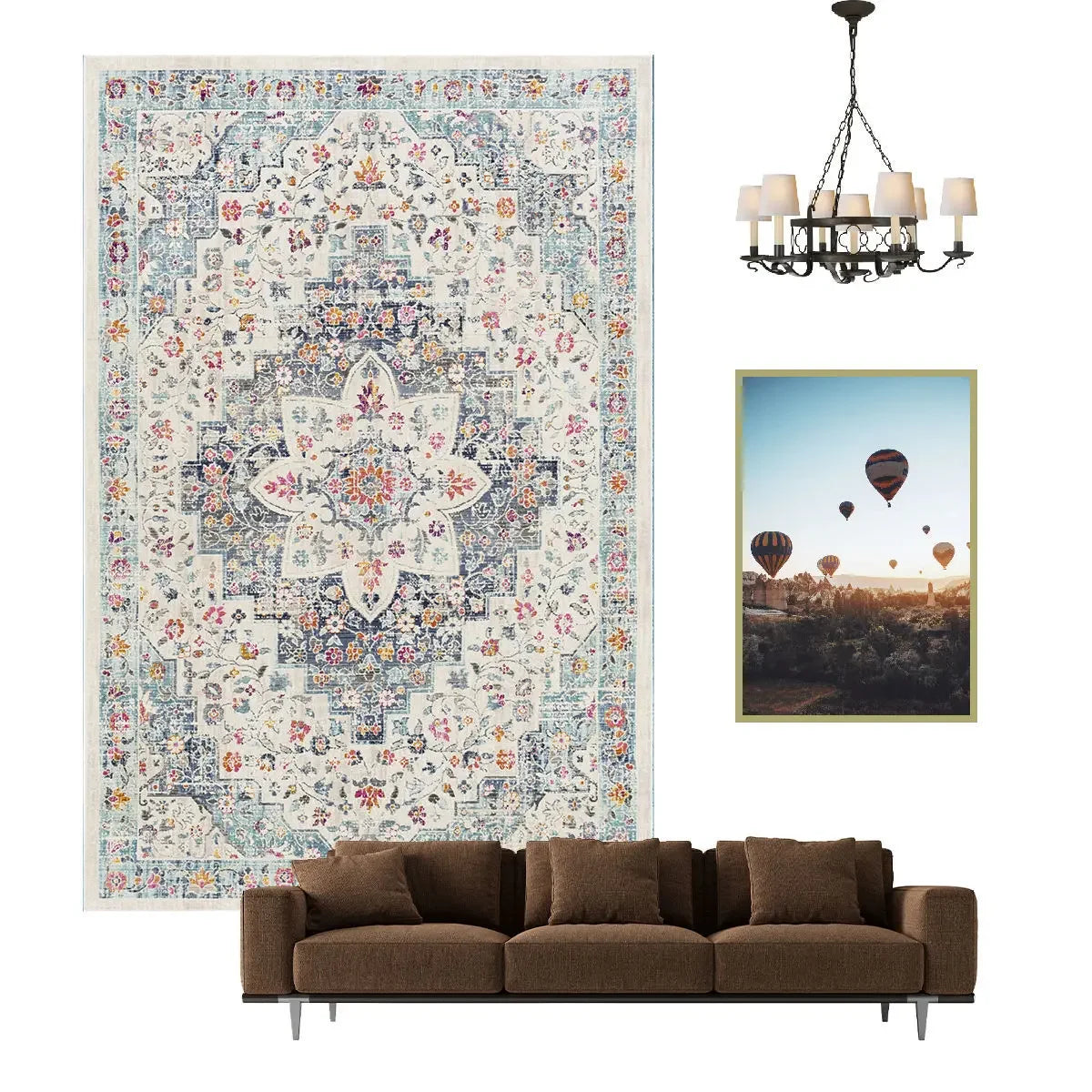 Navak Carpet Nordic Ethnic Style Retro Carpet Living Room Decoration Carpets Home Bedroom Non-slip Rug Persian Court Pattern Large Area Mat