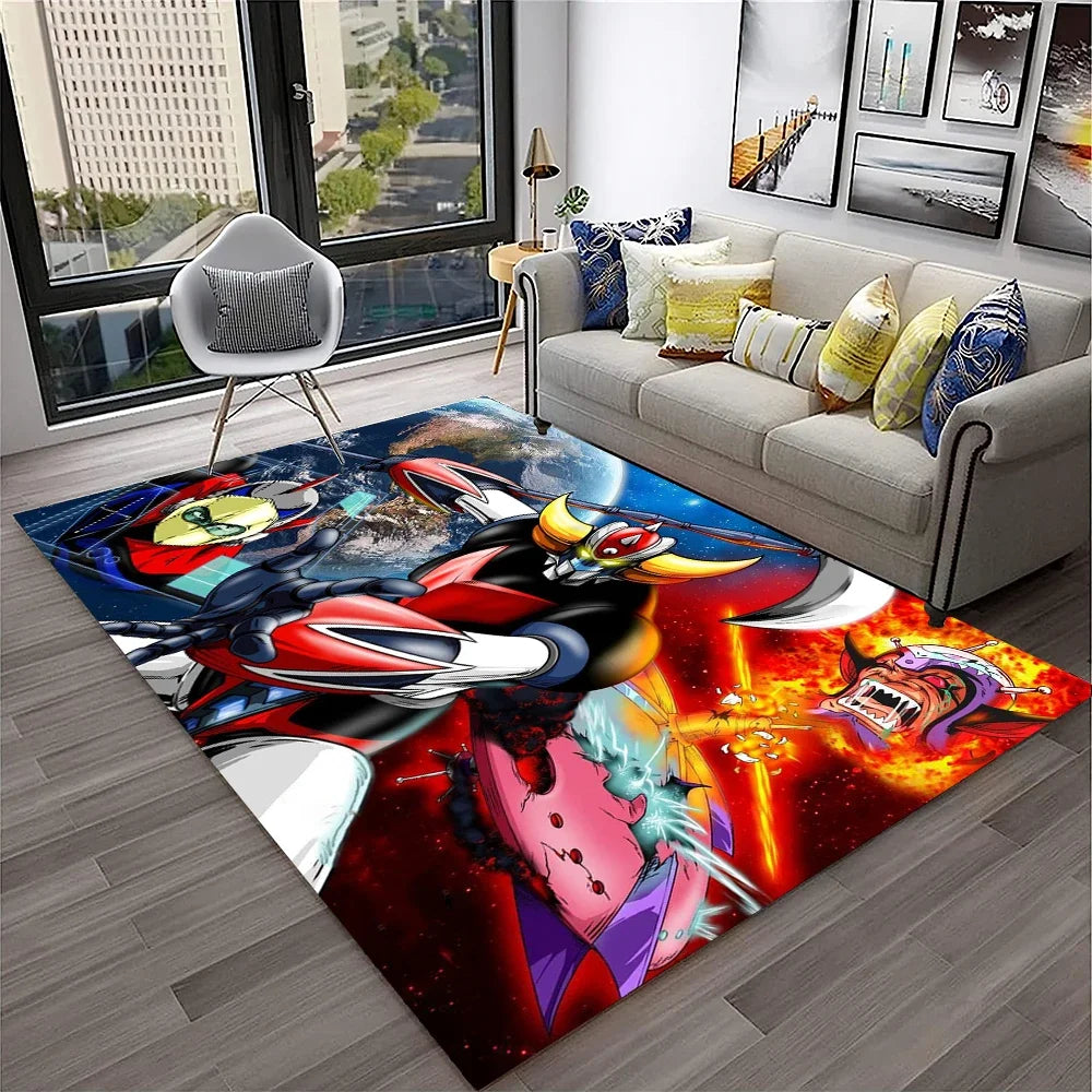 Navak Carpet 3D Cartoon UFO Robot Grendizer Anime Carpet Rug for Home Living Room Bedroom Sofa Doormat Decor,kids Area Rug Non-slip Floor Mat