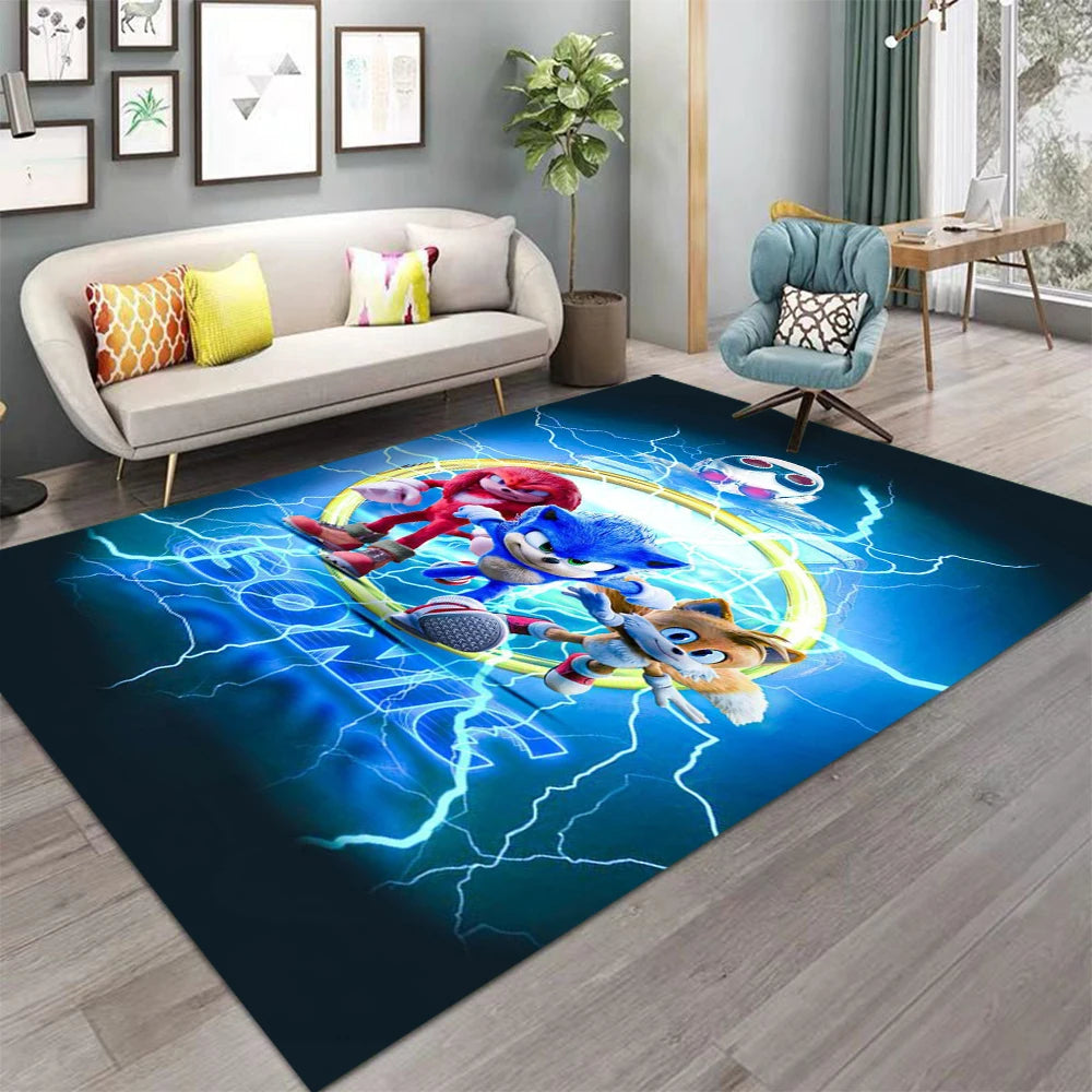 Navak Carpet Daily Picks S-Soni-c Themed Floor Mat Soft Play Rug for Kids Bedroom Living Room Decor Game Room Carpet Bedside Rug Christmas Gift