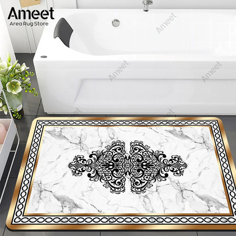 Navak Carpet Super Absorbent Floor Bath Mat Bathroom Shower Anti-slip Carpet Quick Dry Rubber Door Mat Nordic Luxury Marble Rug Home Decor