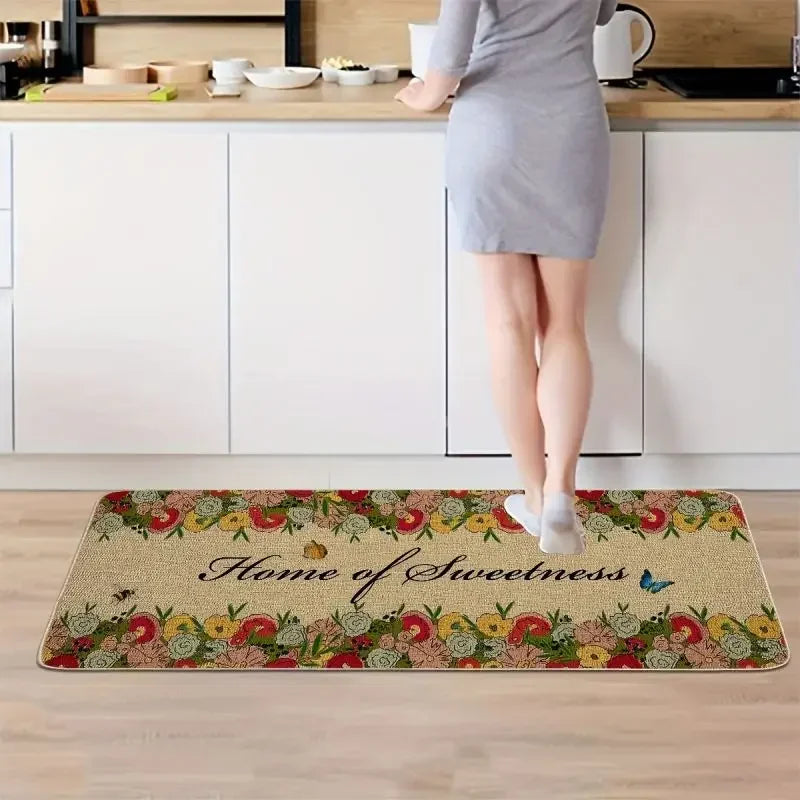 Navak Carpet Floral Leaves Welcome Door Mat for Home Entryways Decor Non-slip Bathroom Entrance Floor Carpet Kitchen Rugs Washable Doormat