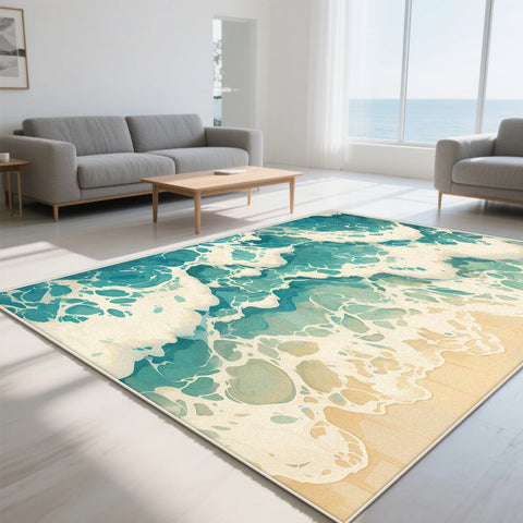 Navak Carpet Modern simple style Ocean theme Carpet living room Fresh feeling Large area rugs blue Lounge Rug romantic 3D Entrance door mat