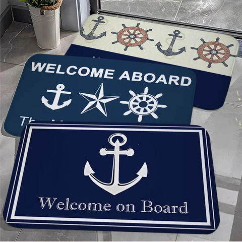 Navak Carpet Blue Doormats Entrance Door Mat Anchor Boat Decoration Living Room Rug Welcome Kitchen Mats Anti Slip Bathroom Floor Rugs Carpet