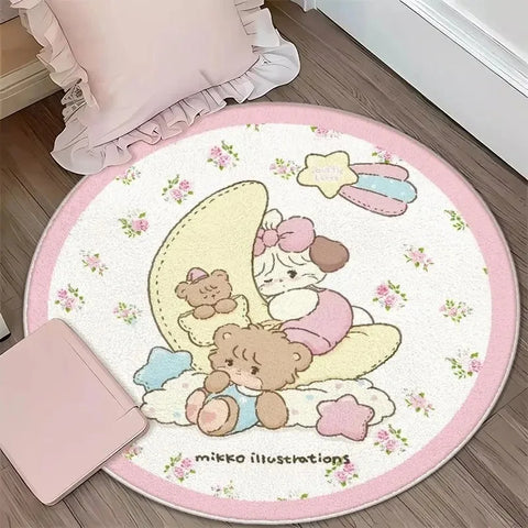 Navak Carpet Daily Picks DISNEY Kawaii Mikko Mousse Circular mat Souffle Cammy Latte cute Bedside Living Room bedroom Carpet Floor Decor Girls Rug