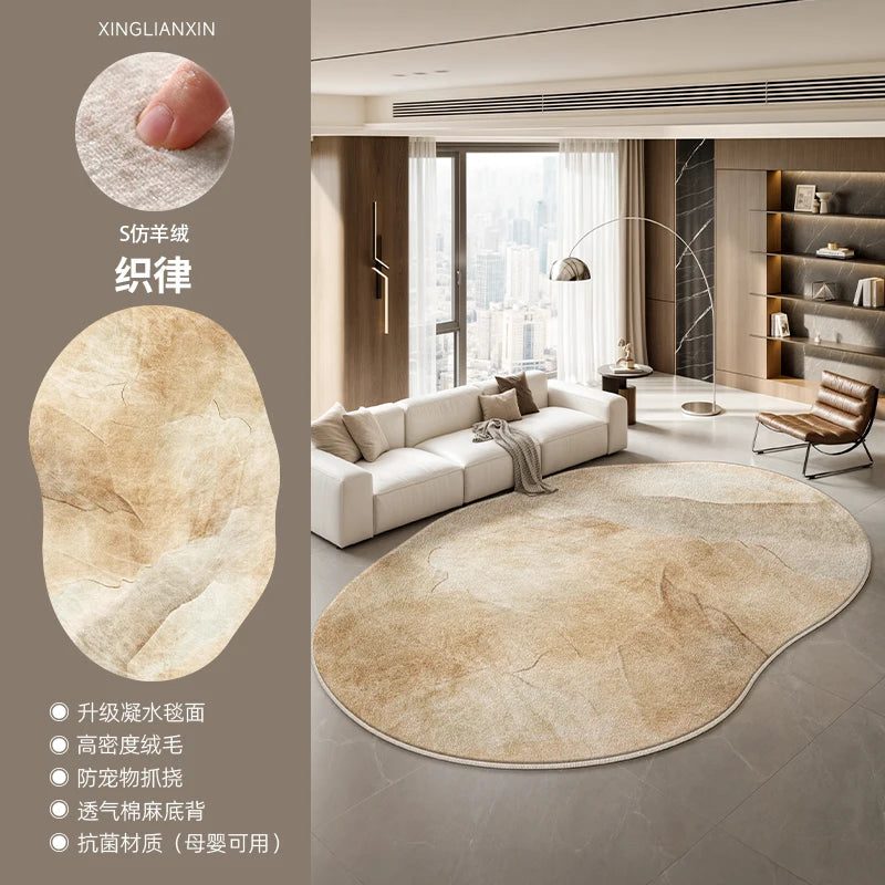 Navak Carpet Light Luxury Bedroom Decor Marble Carpet Irregular Shape Carpets for Living Room Fluffy Soft Plush Rug Home Non-slip Floor Mat