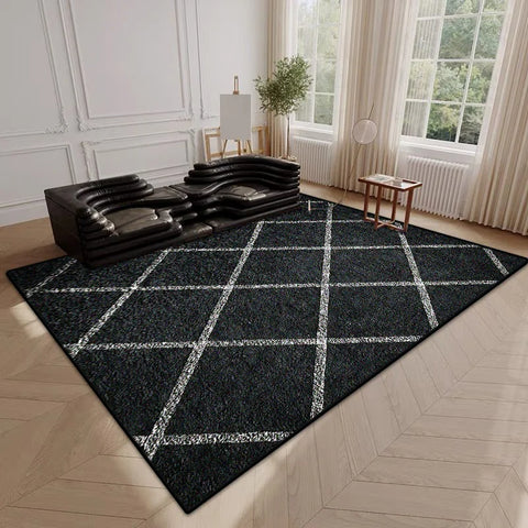 Navak Carpet Modern Simple Style Plaid Pattern Decor Rug for Living Room Soft Easy Clean Sofa Table Mat Big Size Cloakroom Non-slip Carpet