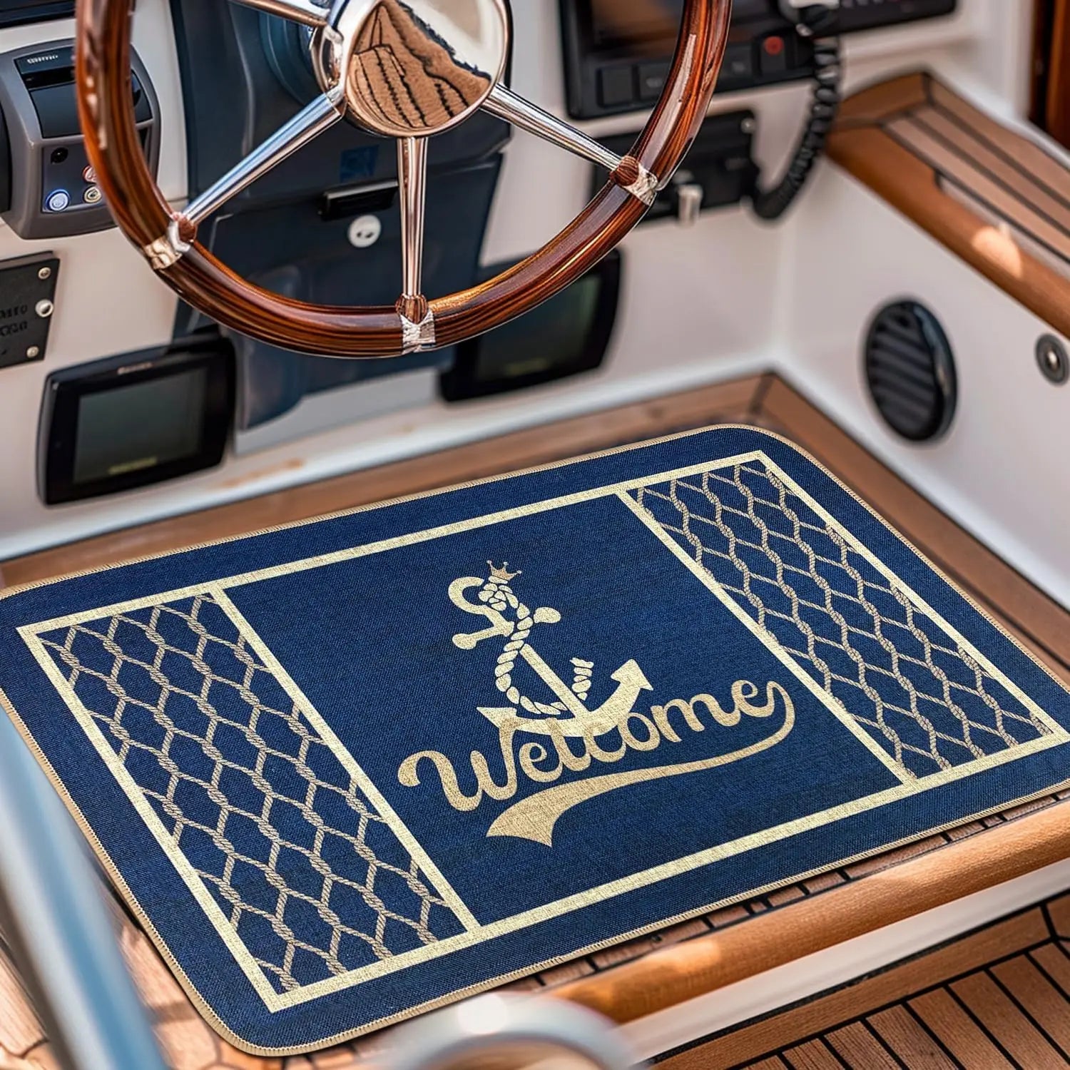 Navak Carpet SHIYUE Boat Floor Door Mat Welcome Aboard Mats Outdoor Nautical Coastal Rug,Home Boats Entrance Rope Front Indoor Outside Entryw