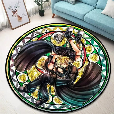 Navak Carpet K-Kingdom Heart Themed Round Carpet for Living Room and Bedroom NonSlip Floor Mat Rug for Gaming Enthusiast Birthday Gift Idea