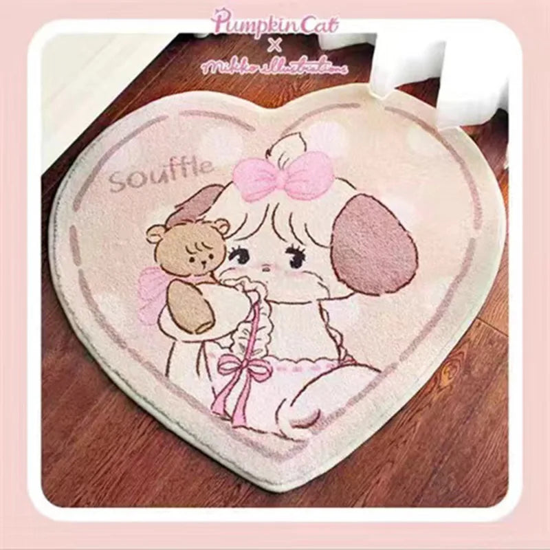 Navak Carpet Cartoon Cute Bear Carpet Animal Heart Shape Carpet Non Slip Machine Washable Bedside Plush Rug Home Decor Room Girl Children Mat